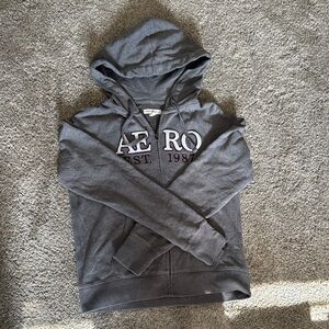 Grey Aeropostale Logo Zip-up Hoodie
